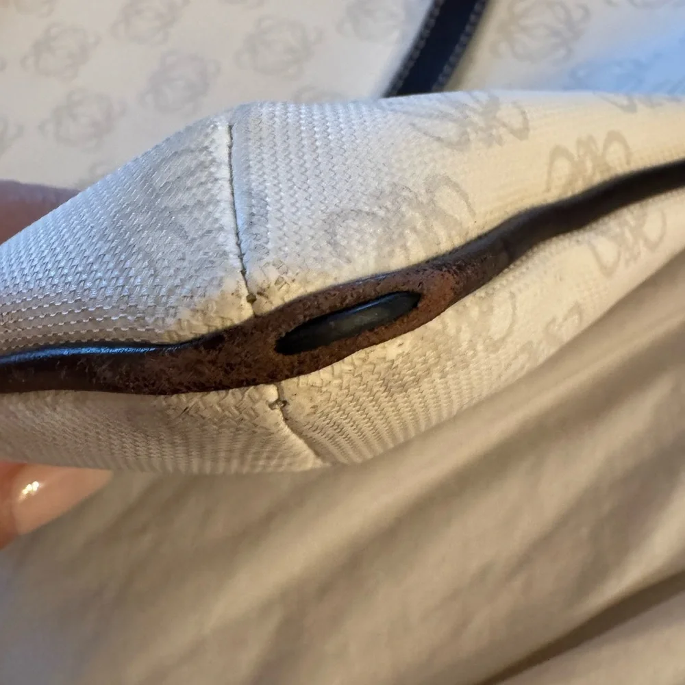 Loewe White and Dark Brown Anagram Canvas Tote